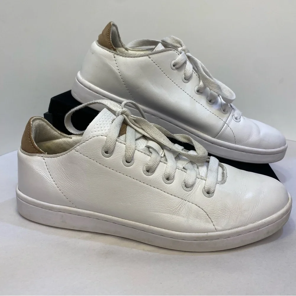 WODEN Leather Low Top Sneakers White Tan EU 36 US 5